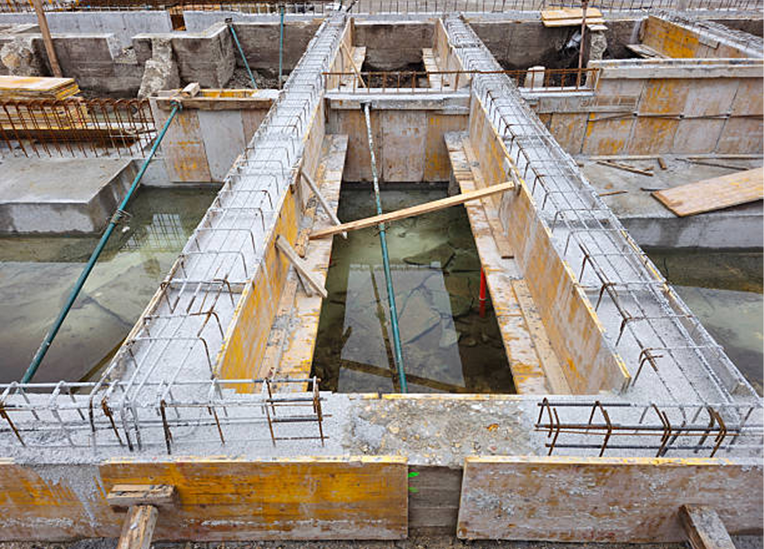 Concrete framework at construction area